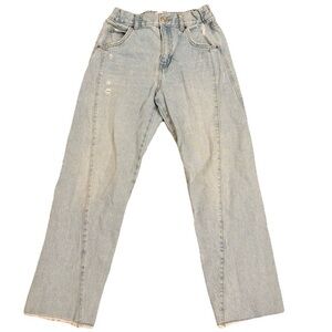 Zara Kids Light Wash Straight Jeans Adjustable Waistband Big Girl Size 11-12